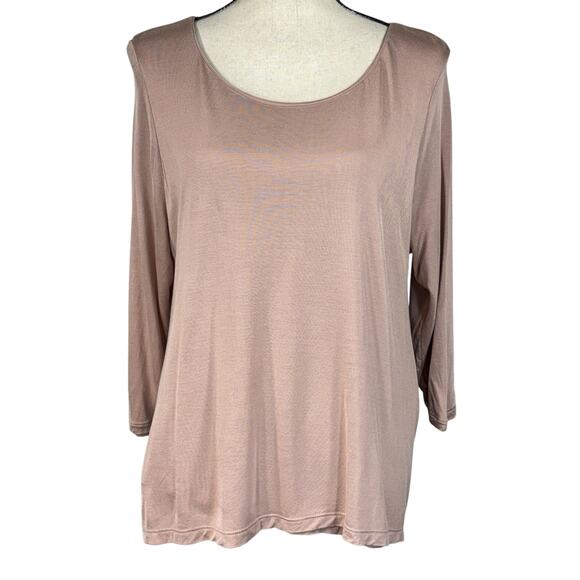 Pure Jill Petite Large Elliptical Tee Top Super Soft 3/4 Sleeve Lined Stretch - Picture 1 of 8